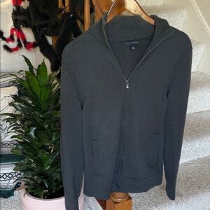 Banana Republic Men's Dark Gray Wool Zip-Up Sweater